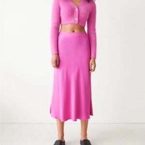 & Other Stories Pink Midi A-Line Skirt